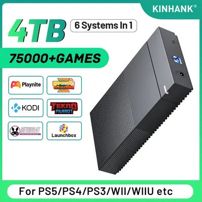 4TB Gaming HDD 75000+ Retro Vidoe Game WIIth Hyperspin Retrobat Launchbox Playnite WIIth For PS5/PS4/PS3/PS2/PSP/DC