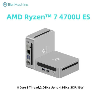 GenMachine AMD Ryzen 7 4700U ES Windows 11 8 Core 8 Thread 4.1GHz 15W MINI PC DDR4 WIFI6 RTL8852, BT5.2 Desktop Gaming Computer