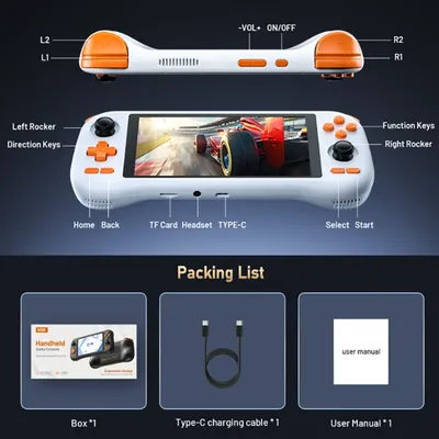 KINHANK K56 5.5'' Touch Screen 50 Emulators Handheld Game Console For PS1/PSP/DC/SS Android 14 5000mAh WIFI5 Retro Game Player