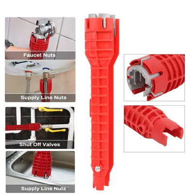 Bathroom 8 In 1 Basin Flume Wrench Faucet Sink Key Plumbing Hand Tool for Kitchen Pipe Sink Sanitary Only Installation Tool