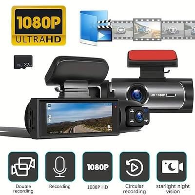 Dash cam con doppia telecamera HD 1080p, schermo HD da 3,16 pollici e scheda di memoria da 32 g