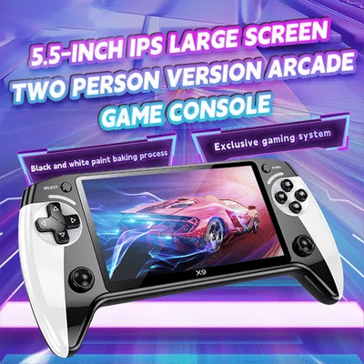 Excellent! X9 Handheld Game Console 8GB 2000+ Games 5.5inch IPS Screen Retro Arcade Game Console for Kids Gift