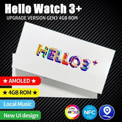 Originale Hello Watch 3 Plus Smartwatch 49mm Bluetooth Chiamata Bussola Ebook Album fotografico Schermo Amoled Smartwatch per uomo Donna