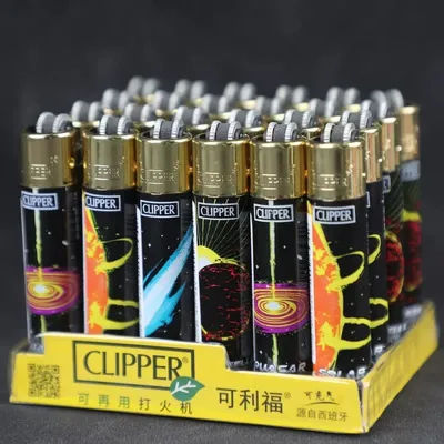 CLIPPER Grinding Wheel Original Butane Gas Lighter Interesting Personality Pattern Refillable Lighters Use Collection 24 pieces