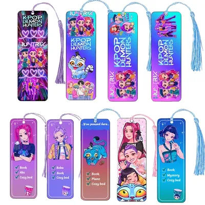 Kpop Demon Hunters Huntrix Cartoon Bookmarks Anime Cute Stationery for Kpop Fans & Book Lovers, School Supplies Page Markers