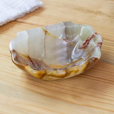 Green Seashell,'Seashell-Themed Hand-Carved Natural Marble Catchall'