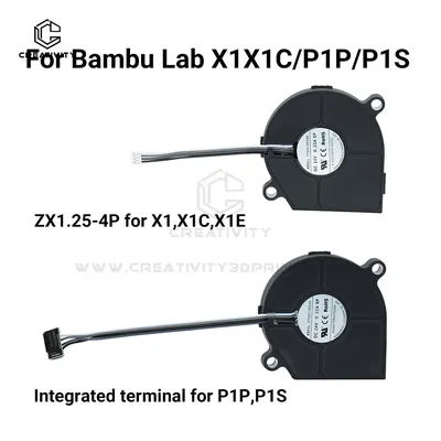 ﻿ Bambu Lab X1 X1C P1P P1S 5015 Blower Fan Low Noisy 3D Printer 24V 5015 Fast Speed Cooling Blower Fan for X1C X1E P1P