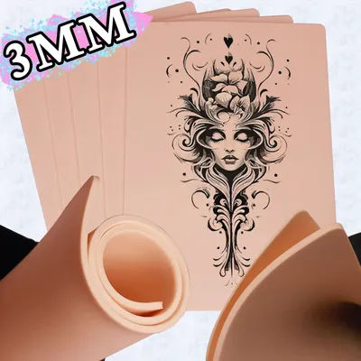 15/10/8/5/3/1PCS 3MM Tattoo Practice Skin Double Sides Blank Silicone Fake Skin for Beginners And Tattoo Artists Tattoo Supplies