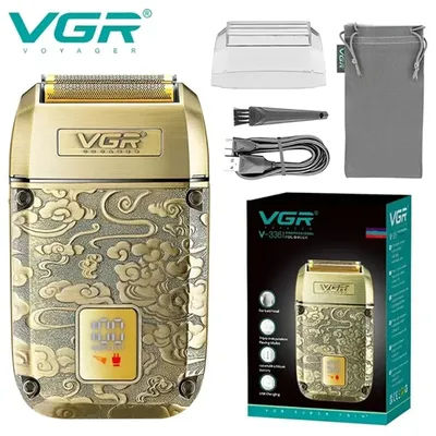 VGR Shaver Professional USB Razor Rechargeable Beard Trimmer Digital Display Shaver Electric Trimmer 8500 RPM Shaver for Man 336