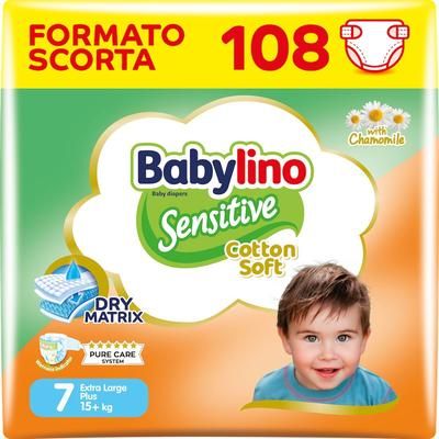 Babylino Sensitive Cotton Soft, Pannolini Taglia 7, Extra Large Plus (