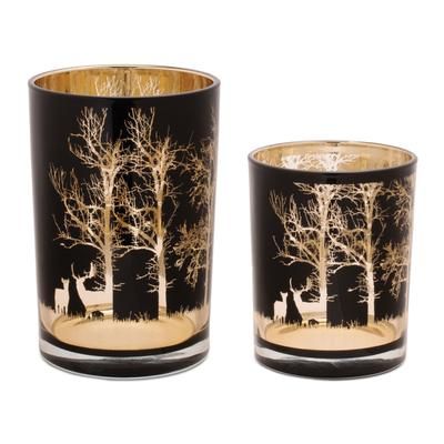 Mossy Oak Deer Candle Holder (Set of 2) by Melrose in Black Gold (Size OS)