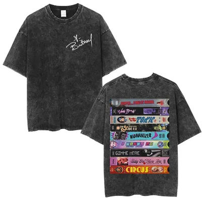 Britney Spears couverture d'album graphique lavé T-shirt hommes femmes mode décontracté à manches courtes T-shirt Vintage surdimensionné T-shirts