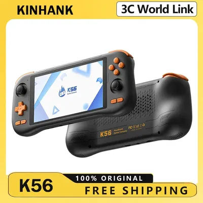 KINHANK K56 Handheld Game Console 5.5'' Touch Screen 50 Emulators for PS1/PSP/DC/SS Android 14 5000mAh WIFI5 Retro Game Player
