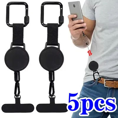 Support de téléphone antivol rétractable, lanière de sécurité avec mousqueton, harnais Anti-chute pour randonnée, cyclisme, escalade, 5/3/1 pièces