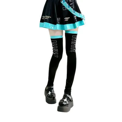 Collants imprimés Anime, bas de Cosplay, chaussettes Miku hautes pour jeux de rôle Future Vocaloid, chaussettes courtes pour hommes et femmes