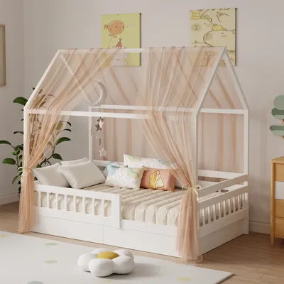 Bunk Bed Canopy 1/2-Piece Muslin Bunk Bed Canopy, Fabric Canopy for Bunk Beds Suitable for Bed Canopy, Bedroom Decoration