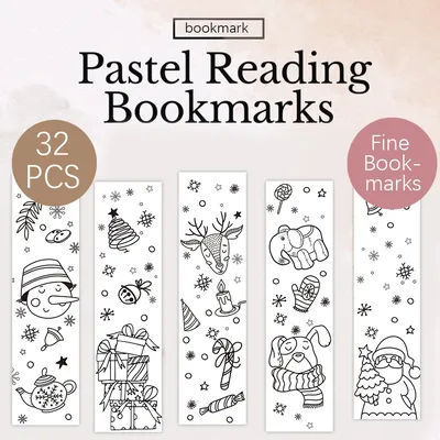 32, Coloring Bookmarks, Back to School Season, Christmas, Halloween, Teacher's Day, suitable for readers and birthday gifts.