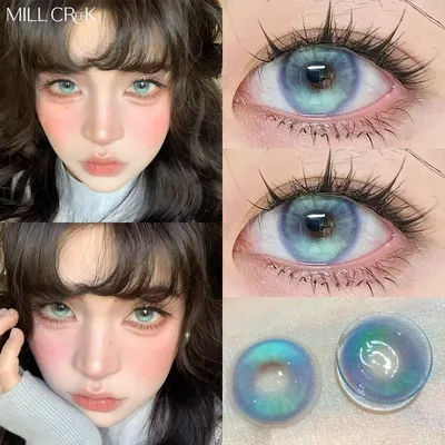 MILL CREEK 1Pair NEW Myopia Blue Eye Contact Lenses Color Pupils for Eyes Korean Style Green Natural Cosmetics Colorcon Contacts