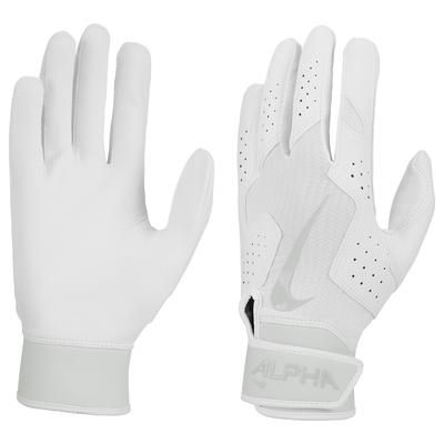 Nike Alpha 2.0 Adult Baseball Batting Gloves White/Platinum