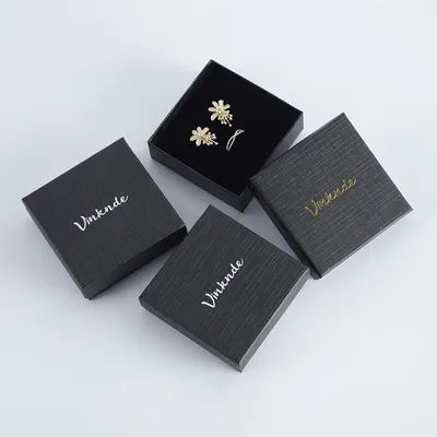 Wholesale Custom Logo Jewelery Storage Box Wedding Gift Earring Necklaces Case Packaging 50pcs Black 7x9x3cm DIY Bracelets Boxes