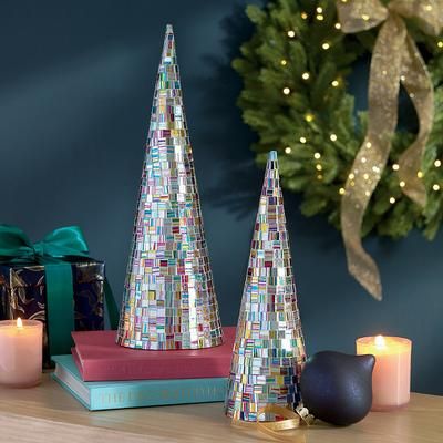 Christmas Mosaic Glass Tree, Set Of Two - Grandin Road