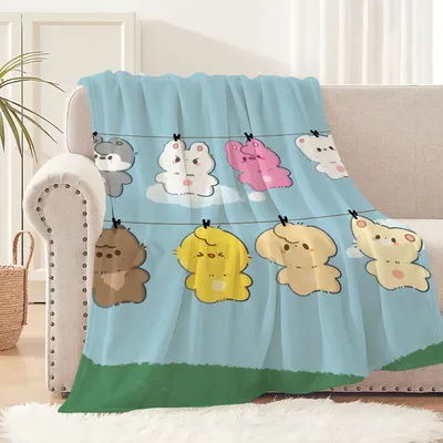 Kpop Boy Group – couverture mignonne de dessin animé s-kzoo-s, tapis de canapé en peluche pour salon, bureau, chambre à coucher, anniversaire, maison, voyage, cadeaux pour enfants