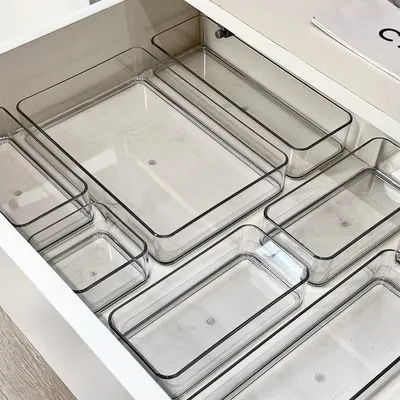 3/4/5/7PCS Desk Drawer Organizers Set Makeup Organizer Plastic Makeup Storage Clear Transparent Storage Box for Office Bathroom