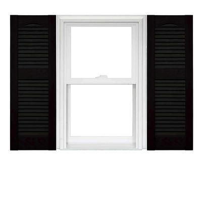 Mid America Open Louver 12 Inch Vinyl Shutters (1 Pair) 12 x 25 002 Black