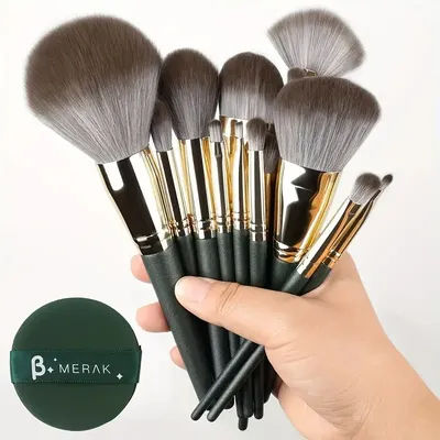 14-Piece Makeup Brush Set with Round Sponge | Travel-Friendly Professional Kit | Perfect Back-to-School Gift & Beauty Essential