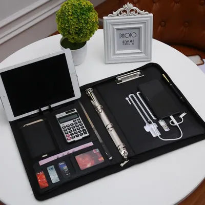 Multifunctional A4 Conference Folder Business Stationery Folder Leather Contract File FoldersTravel Document Folder