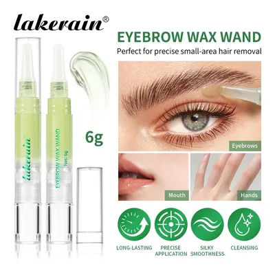 Lakerain Eyebrow Wax Wand Gentle Wax Formula Easy DIY Salon Long-lasting Smooth Hair Free Skin Eyebrow Facial Hair Removal Set