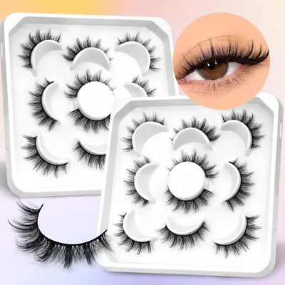 Veltrinay Lashes Manga Eyelashes Cat Eye Lashes Spiky Eyelash C Curl Lash Wispy Natural Look False Eyelashes Makeup