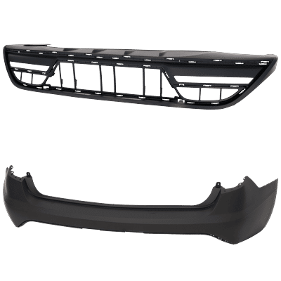 Replacement Bumper Cover Upper - Primed, Lower Textured, Rear, & Lower, 1-year unlimited-mileage warranty SET-RH76010068P