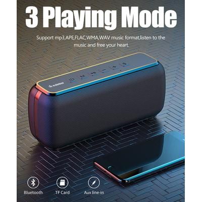 60W Portable Bluetooth Speaker With Subwoofer And Waterproof Design red