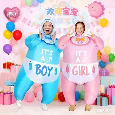 Inflatable baby costume inflatable baby gender reveal jumpsuit air inflatable fun fancy dress gender reveal cosplay party