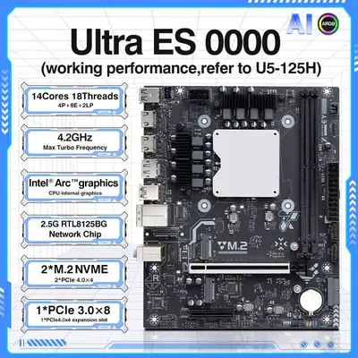 Diy Office Motherboard With Core Cpu Ultra 0000 Seri(refer To Ultra5 12*h) Ddr5 Ram Ai Argb Lga115x Pcie 3.0x8 Mainboard