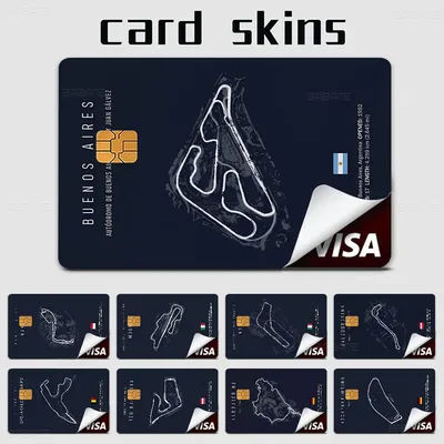 Formula 1 Imola Monaco Track Circuit Anmie Sticker Film Skin Cover for Credit Card Debit Bank Card Front