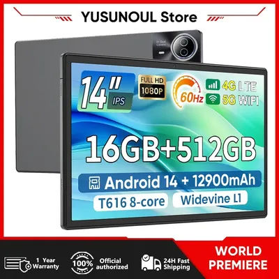 Google Play Support 14 Inch Tablet Pc Android 14 tablet 16+512GB Phone Call BT 5G WiFi Pad Hebrew/Russian Global Language