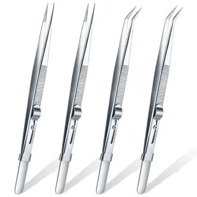 Professional Jewelry Tweezers 16CM High Precision StainlessSteel with SlottedBuckle forDiamond Gem DIYCrafting Sandblasted Tools
