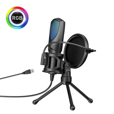 RGB Gaming Condenser Microphone,USB Gaming Microphone Kit for Laptops,PC Podcasts,Gaming,Voiceovers,Vocals & Instruments