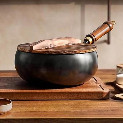 pentola grande in ferro forgiato a mano, piccola padella non rivestita, pentole tradizionali per una cottura versatile, ritenzione del calore