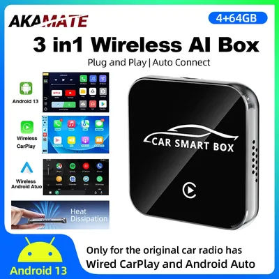 3IN1 sans fil CarPlay Android Auto intégré Netflix YouTube sans fil AI boîte Android 13 Bluetooth adaptateur Plug and Play
