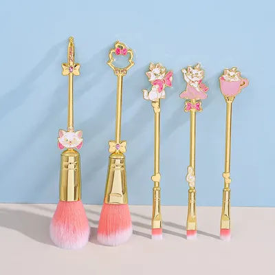 5pcs Disney Marie Cat makeup Brush Tools Set Make Up Brush Tools Kits for Eyeshadow Eyeliner Cosmetics Brushes Maquiagem