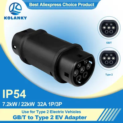 Kolanky GBT To Type 2 32A 7.2KW-22KW EV Charger Adaptor Home Charging For EU IEC 62169 Type 2 Electric Vehicle Hybrid Cars