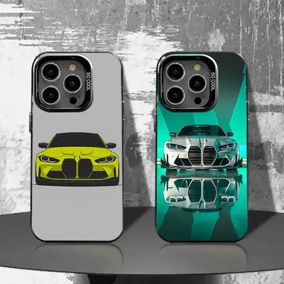 Coque de téléphone de voiture Cool pour iPhone 16,15,14,13,12,11,Pro,XS,Max,Plus,Mini,SE4,E B-BM-WES, housse antichoc noire mate