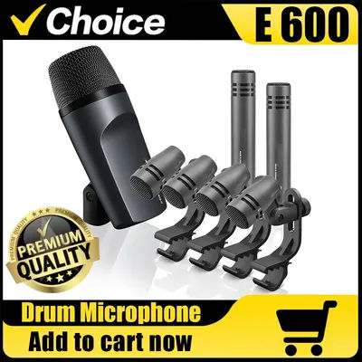 High Quality E600 Drum Cardioid Musical Instrument Microphone Set E604 E602 E614 Microphone Kit for Kick Bass Tom Snare Cymbals