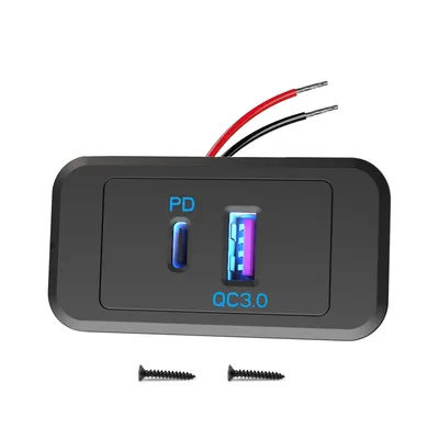 12V RV USB Wall Outlet 36W PD USB-C 18W Quick Charge 3.0 USB-A Socket Car Charger Waterproof Power Socket Adapter Panel