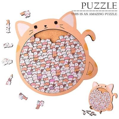 puzzle a strati a tema gatto, puzzle in legno dalla forma irregolare unica, rompicapo ad alta difficoltà, sfida spaziale educativa, puzzle interattivo per famiglie, materiale in compensato di qualità