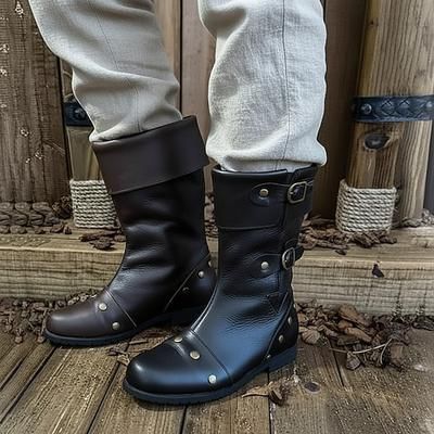 Medievale Rinascimento Scarpe Stivali al ginocchio Stivali jazz piatti Costume Per uomo Celtico Costumi da pirata Halloween Mascherata Performance LARP Fiera Rinascimentale Adulti Scarpe