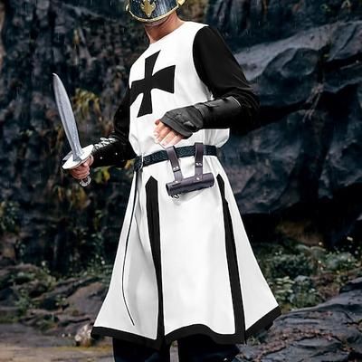 Retrò Vintage Medievale 17° secolo Mascherata Tunica Cavaliere Vichingo Crociato Costume Per uomo Vichingo Fantasia Mascherata Festa / Sera Adulti Body / Tutina